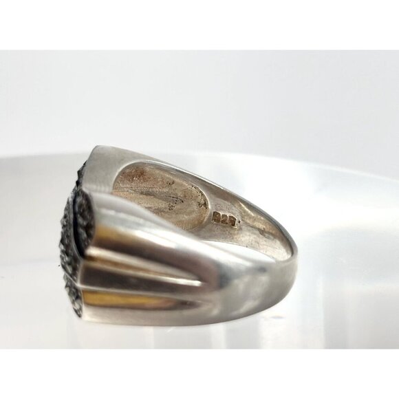 Art Deco Marcasite Multi Gemstone Ribbed Shank Vintage Ring - sz 9 - Picture 6 of 10